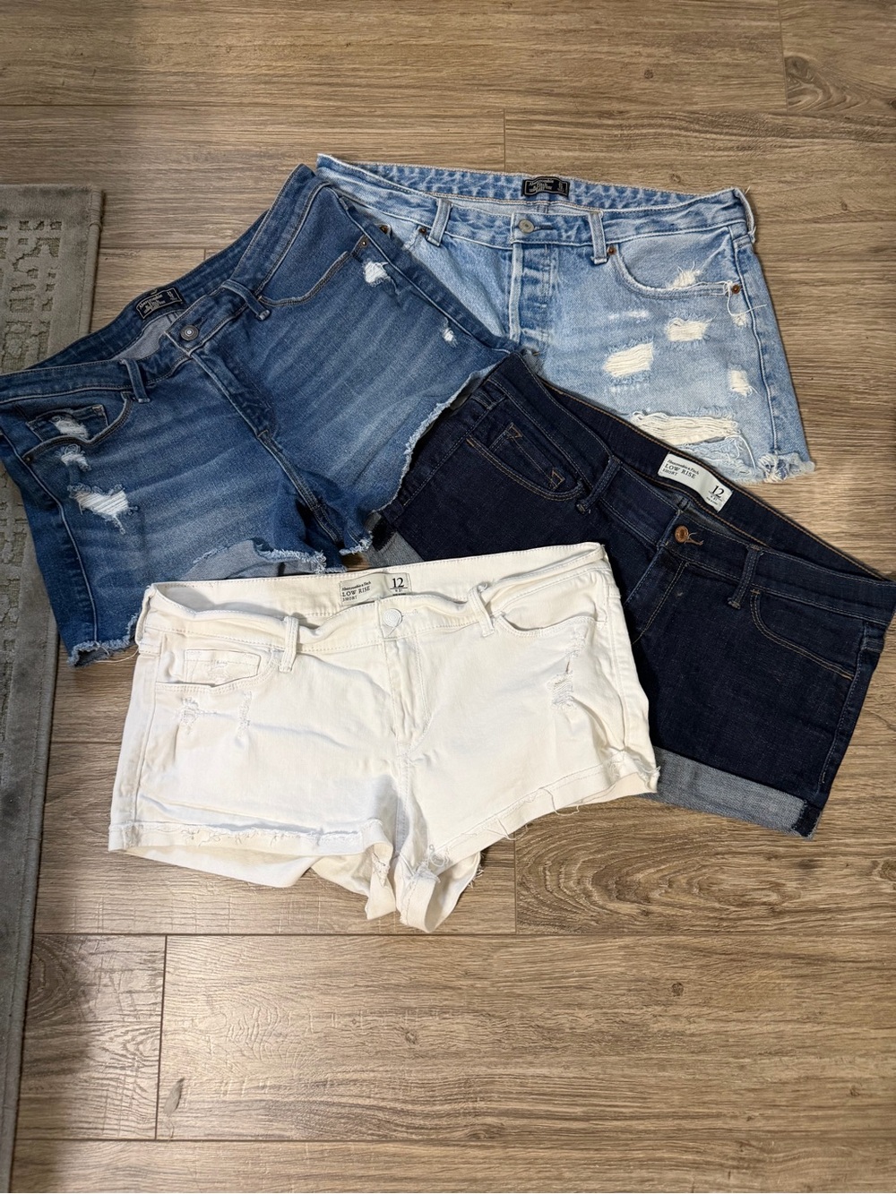 Women’s Denim Shorts Pack - White, Light Blue, Medium Blue, Dark Blue